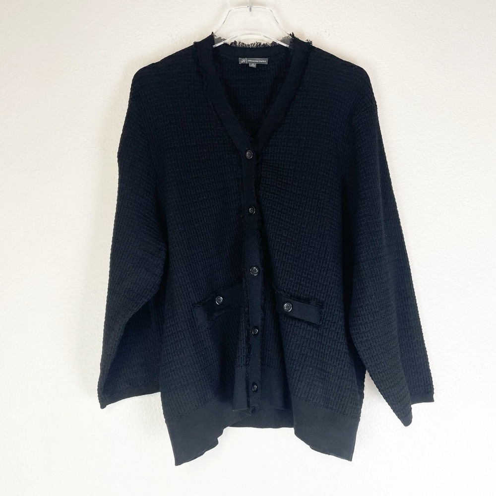 Adrianna‎ Papell Sweater  3X Cardigan Old Money Classic Timeless Fringe Preppy